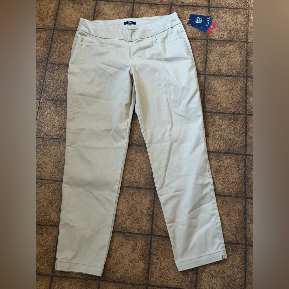 Chaps Ladies Khaki Straight-Leg Pant in Light Tan